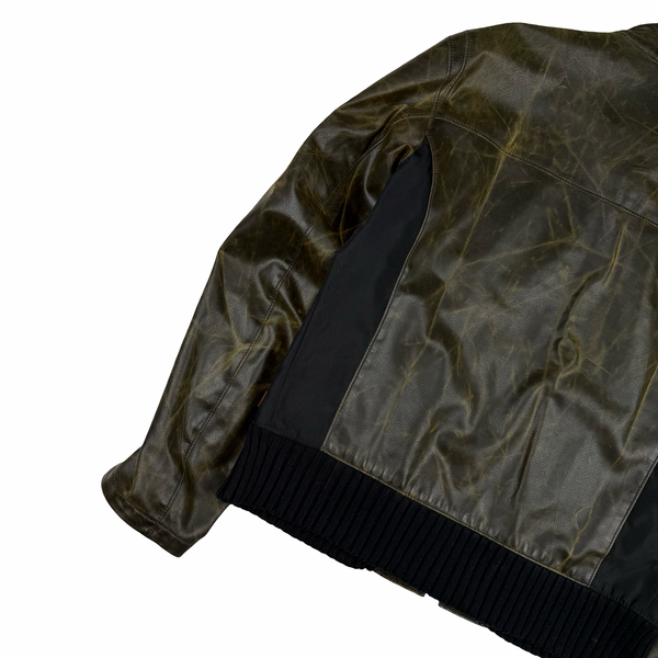 Hugo Boss Brown PU Leather Oldster Biker Jacket - XL (54)
