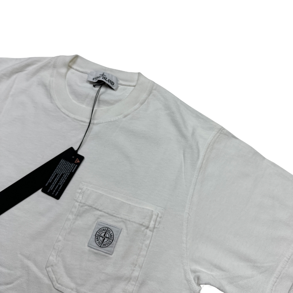 Stone Island 2021 White Chest Pocket T Shirt - Medium