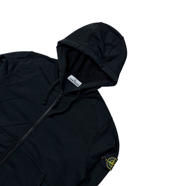 Stone Island 2021 Black Zipped Hoodie - Medium