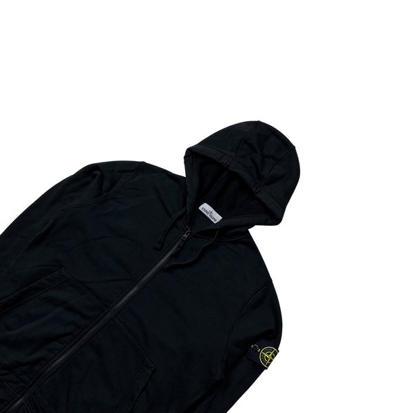 Stone Island 2021 Black Zipped Hoodie - Medium