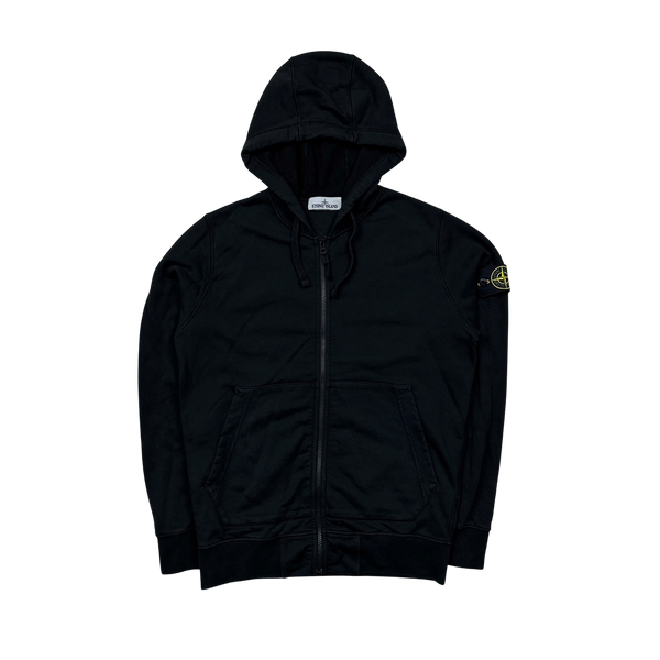 Stone Island 2021 Black Zipped Hoodie - Medium