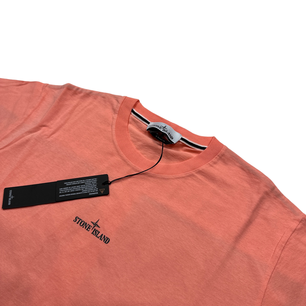 Stone Island 2022 Peach Spellout Graphic T Shirt - Medium
