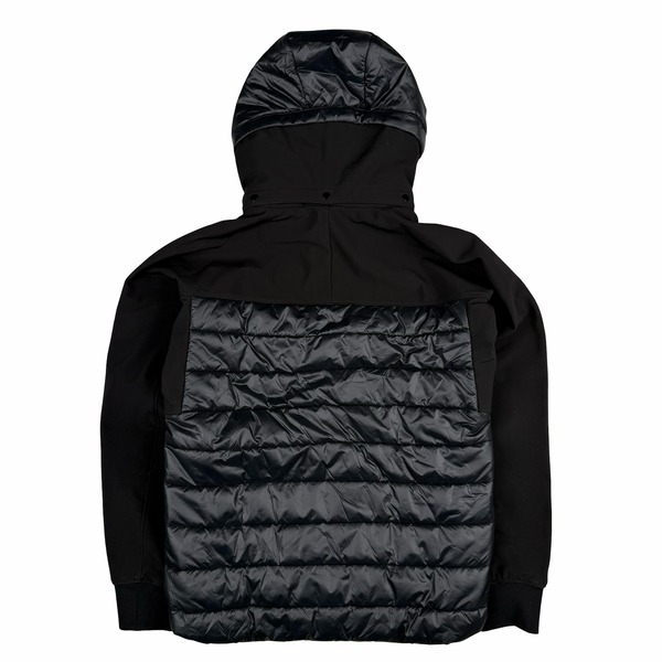 CP Company Black Padded Soft Shell Goggle Hooded Zipped Jacket - Small