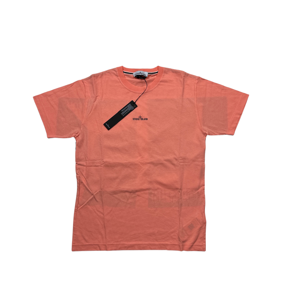 Stone Island 2022 Peach Spellout Graphic T Shirt - Medium