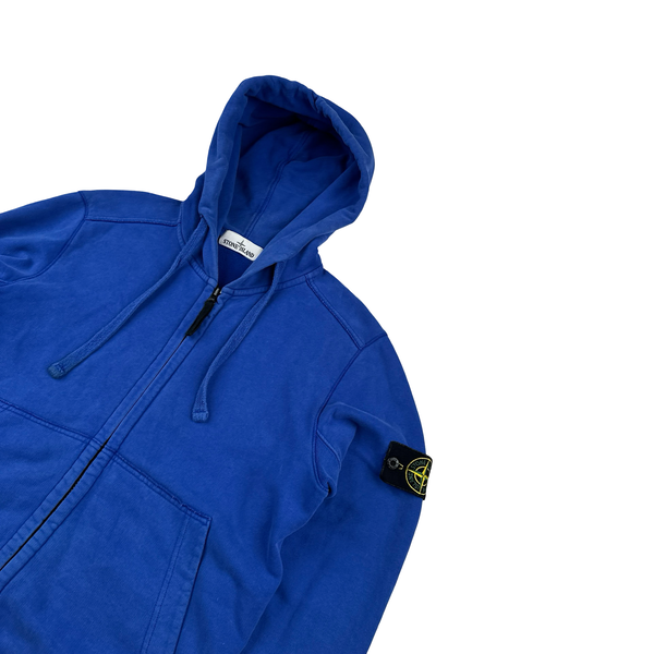 Stone Island 2017 Electric Blue Zipped Hoodie - Medium