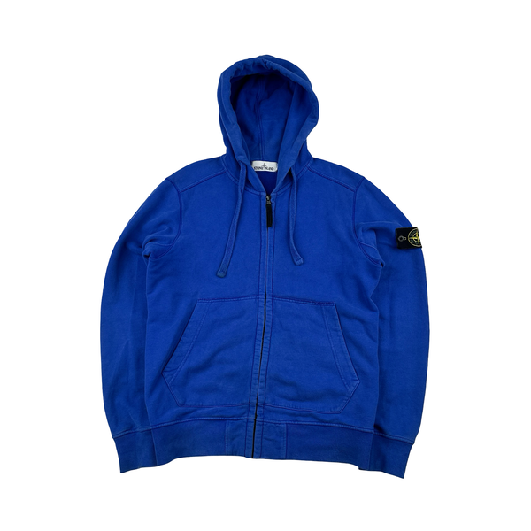 Stone Island 2017 Electric Blue Zipped Hoodie - Medium