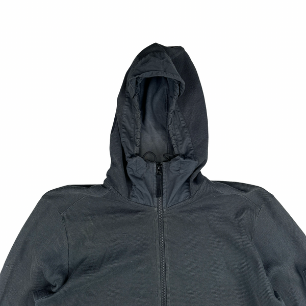 Stone Island 2016 Navy Ribbed Zip Up Hooded Jumper - XL