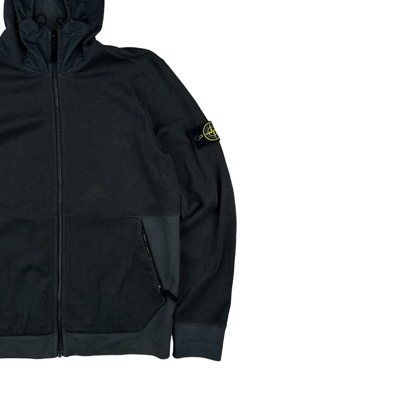 Stone Island 2016 Navy Ribbed Zip Up Hooded Jumper - XL