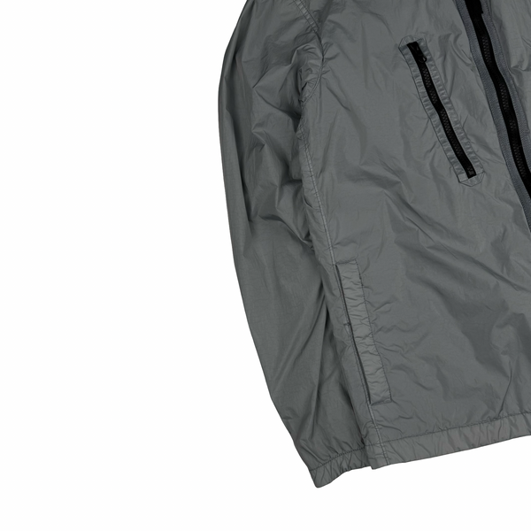 Stone Island 2022 Silver Grey Garment Dyed Crinkle Reps Zipped Overshirt - Small