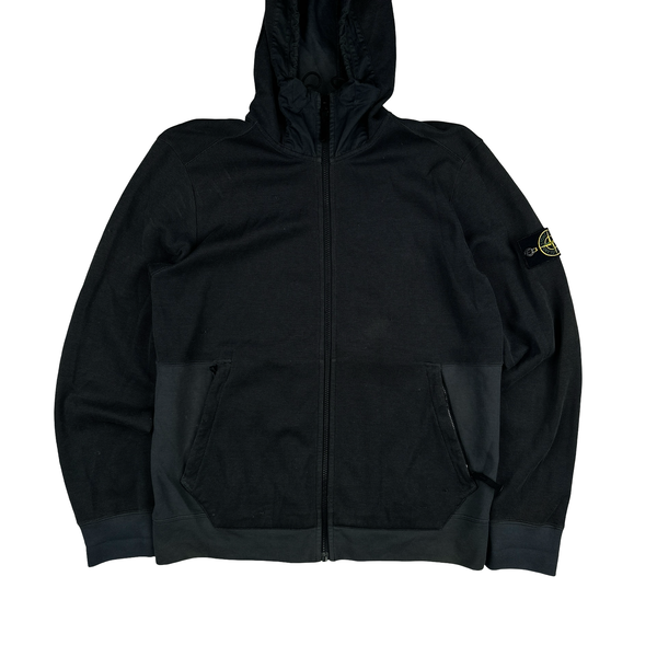 Stone Island 2016 Navy Ribbed Zip Up Hooded Jumper - XL