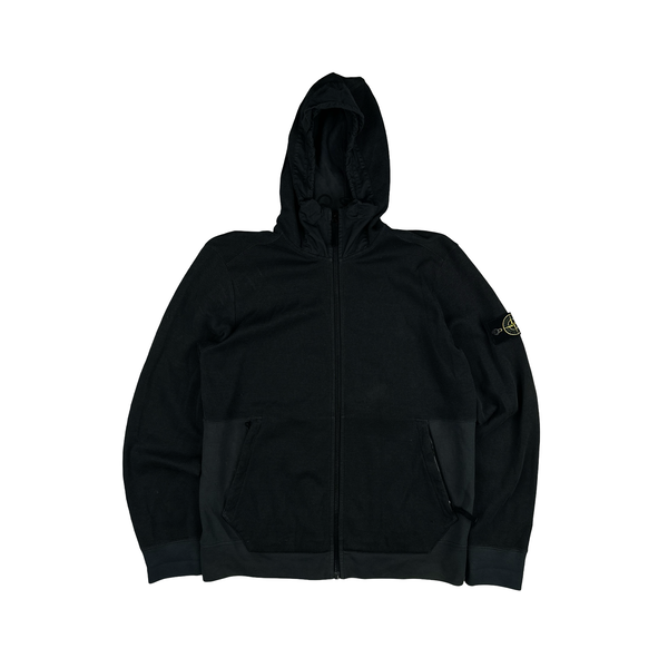 Stone Island 2016 Navy Ribbed Zip Up Hooded Jumper - XL