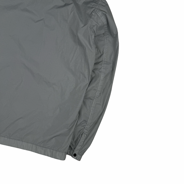 Stone Island 2022 Silver Grey Garment Dyed Crinkle Reps Zipped Overshirt - Small