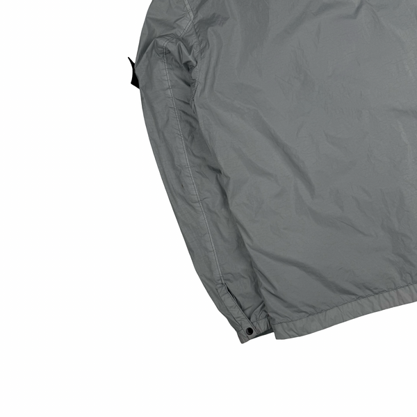 Stone Island 2022 Silver Grey Garment Dyed Crinkle Reps Zipped Overshirt - Small
