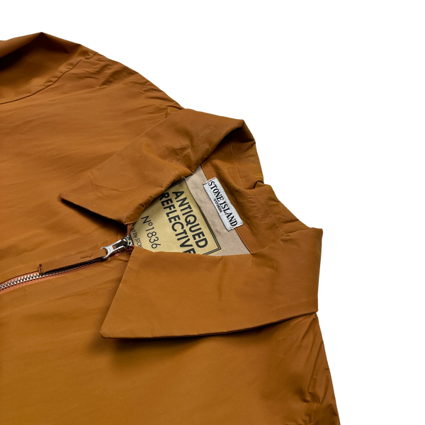 Stone Island Rare 2008 Burnt Orange Antiqued Reflective Jacket - XXL