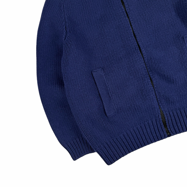 Stone Island Blue Vintage 2005 Heavyweight Wool Blend Knit Full Zip Cardigan - 3XL