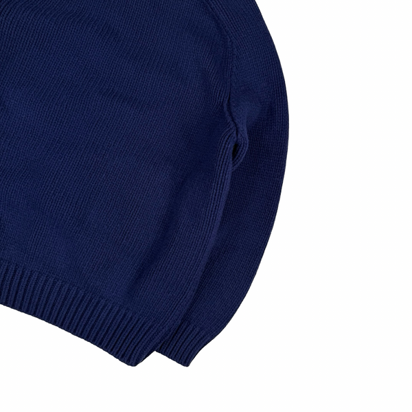 Stone Island Blue Vintage 2005 Heavyweight Wool Blend Knit Full Zip Cardigan - 3XL