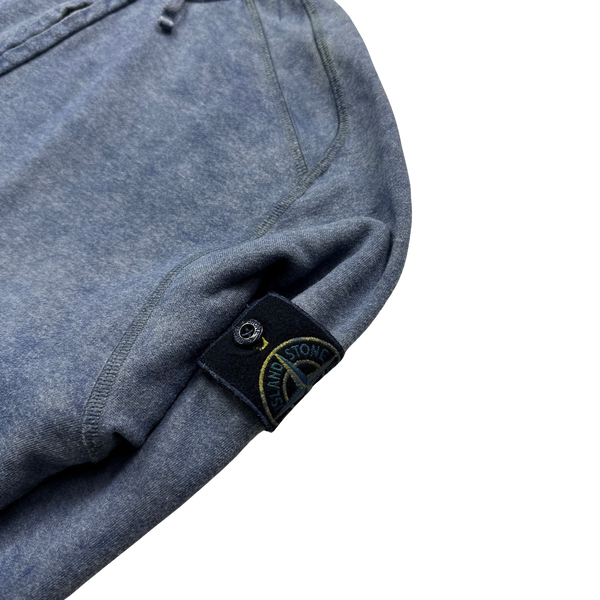 Stone Island 2021 Blue Cotton Dust Treatment Zipped Hoodie - Large