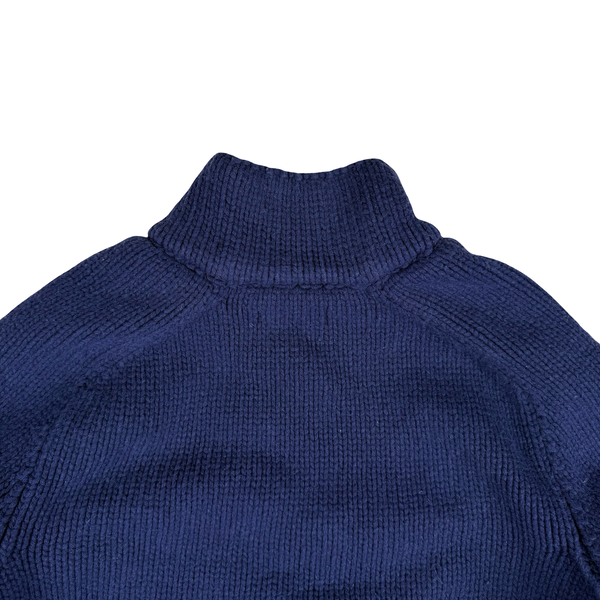 Stone Island Blue Vintage 2005 Heavyweight Wool Blend Knit Full Zip Cardigan - 3XL
