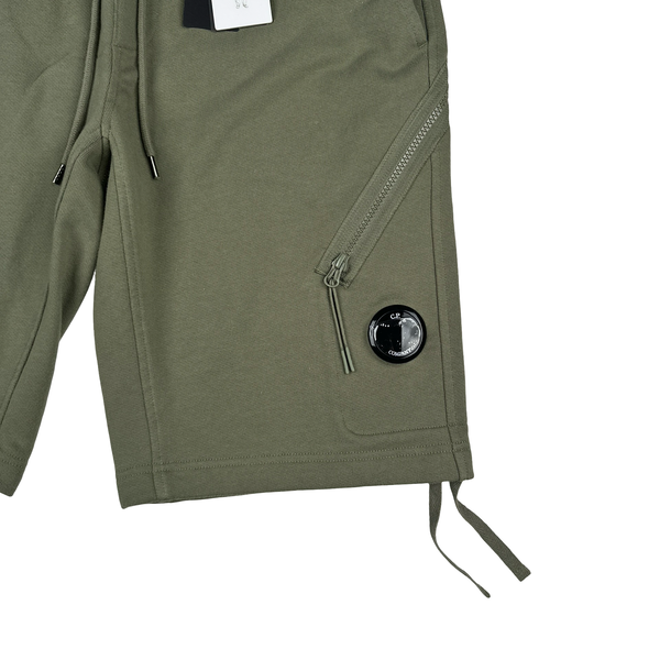 CP Company Khaki Green Cotton Lens Viewer Shorts - Small