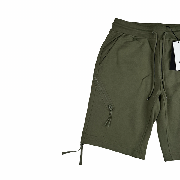 CP Company Khaki Green Cotton Lens Viewer Shorts - Small