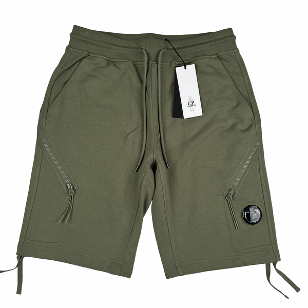 CP Company Khaki Green Cotton Lens Viewer Shorts - Small