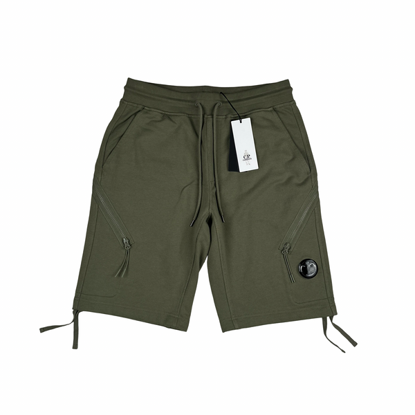 CP Company Khaki Green Cotton Lens Viewer Shorts - Small