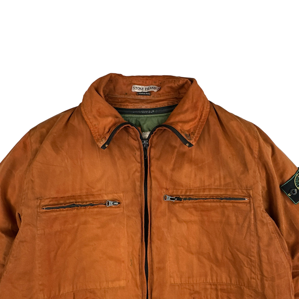 Stone Island 1994 Orange Raso Gommato Multipocket Jacket - Medium