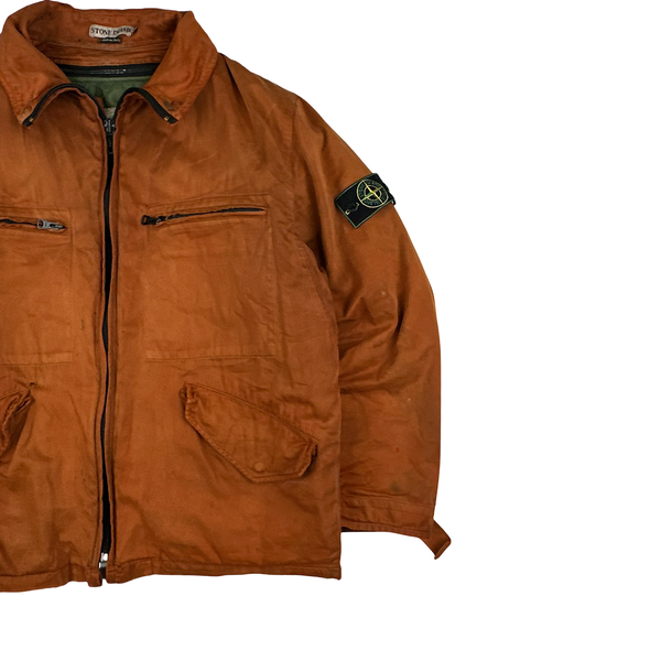 Stone Island 1994 Orange Raso Gommato Multipocket Jacket - Medium