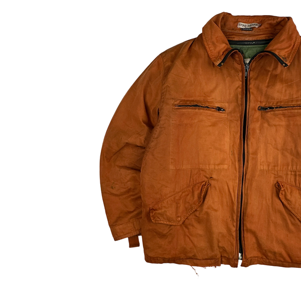 Stone Island 1994 Orange Raso Gommato Multipocket Jacket - Medium