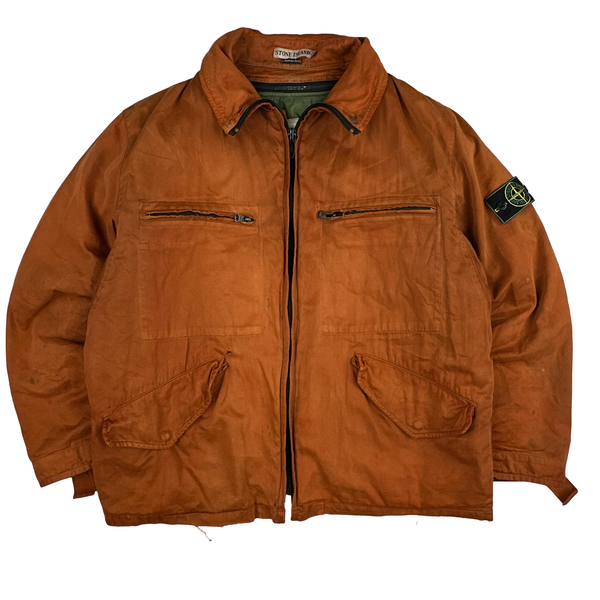 Stone Island 1994 Orange Raso Gommato Multipocket Jacket - Medium
