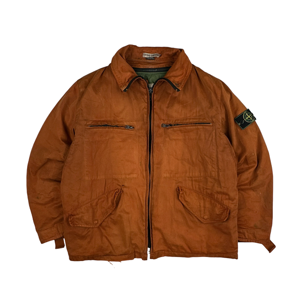 Stone Island 1994 Orange Raso Gommato Multipocket Jacket - Medium