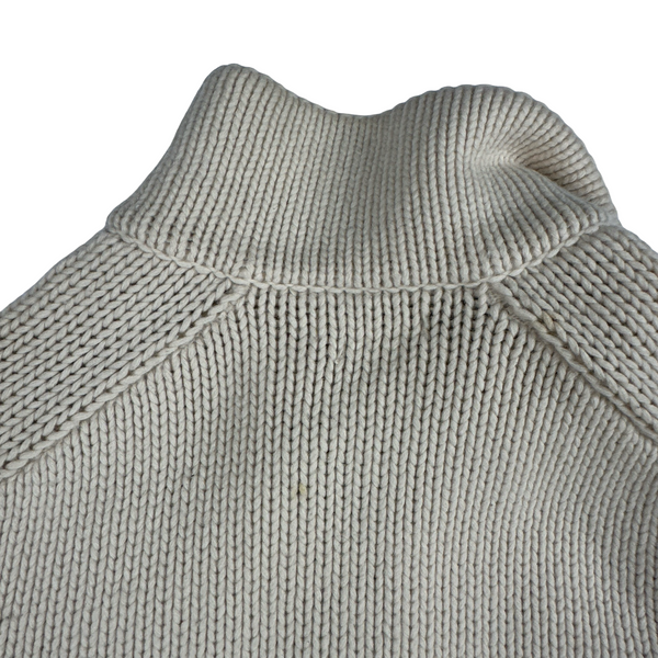 Stone Island 1997 Heavyweight Cream Zipped Thick Knit Jumper - Large