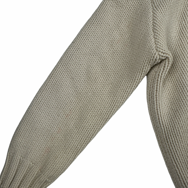 Stone Island 1997 Heavyweight Cream Zipped Thick Knit Jumper - Large