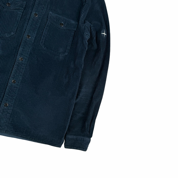 Stone Island 2021 Blue Corduroy Button Overshirt - Medium