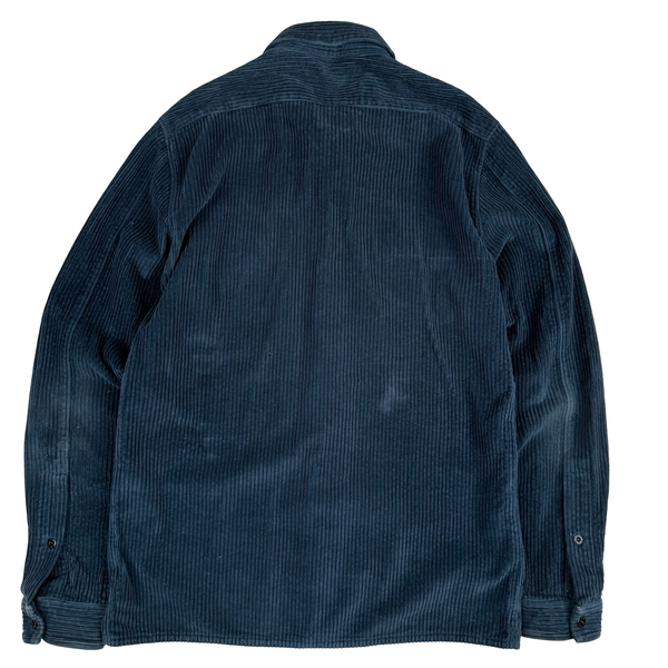 Stone Island 2021 Blue Corduroy Button Overshirt - Medium