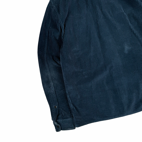 Stone Island 2021 Blue Corduroy Button Overshirt - Medium