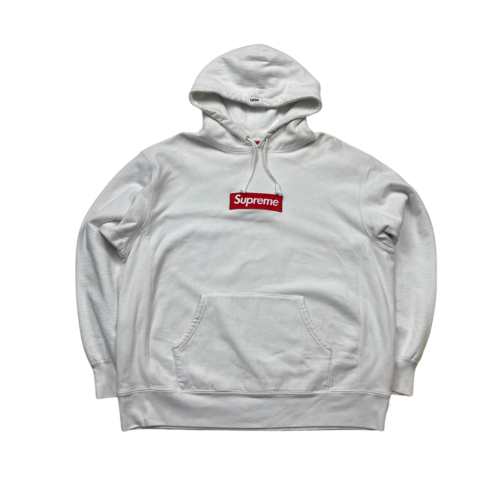 Supreme White 2021 Box Logo Hoodie Large