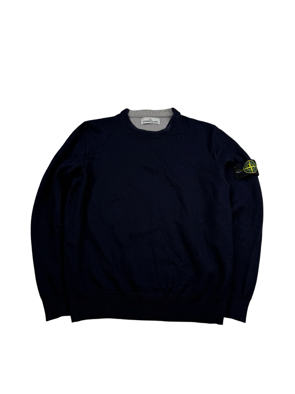 Stone Island 2014 Navy Knitted Wool Pullover Jumper - Small