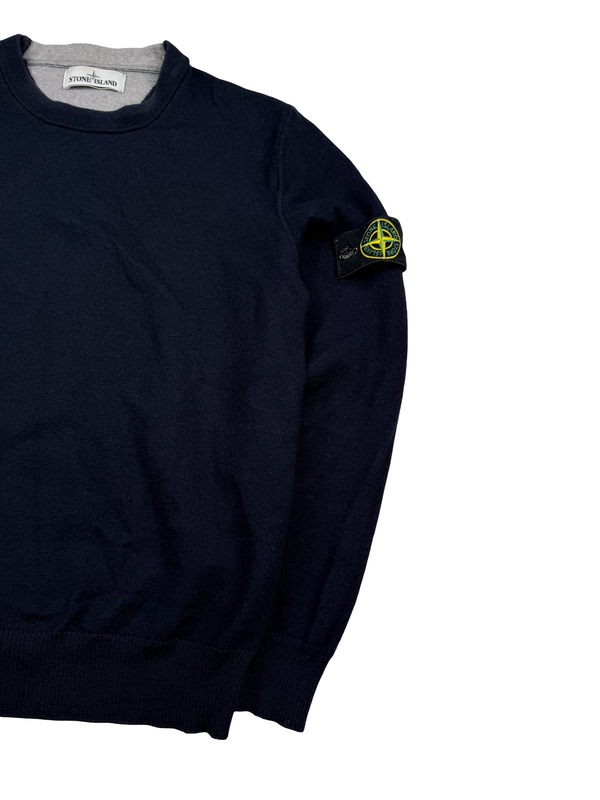 Stone Island 2014 Navy Knitted Wool Pullover Jumper - Small