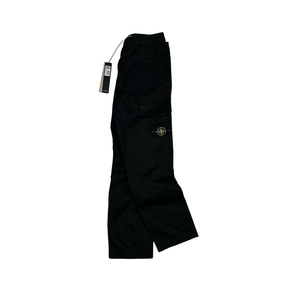 Stone Island 2026 Black Cotton Cargos Trousers - 32"