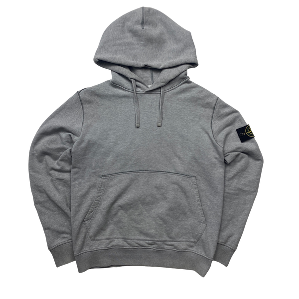 Stone Island Light Grey Cotton Pullover Hoodie - Large