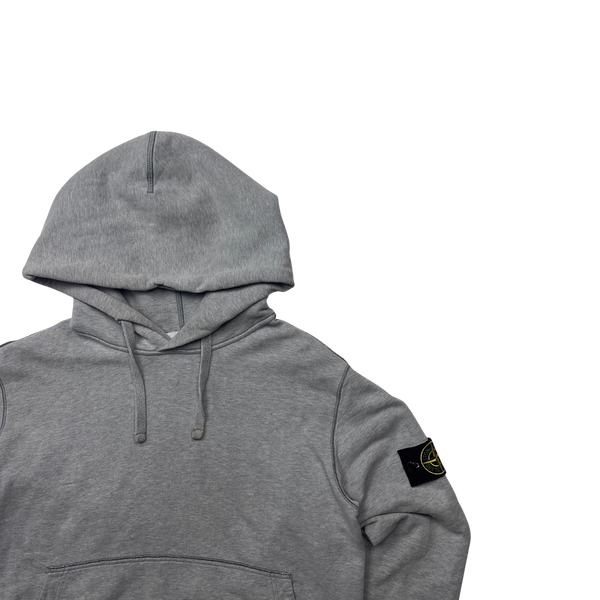 Stone Island Light Grey Cotton Pullover Hoodie - Large
