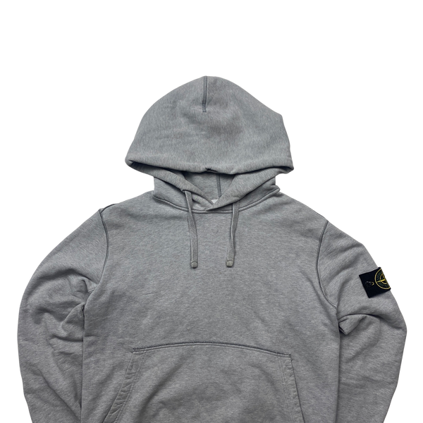 Stone Island Light Grey Cotton Pullover Hoodie - Large