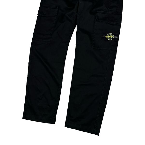 Stone Island 2026 Black Cotton Cargos Trousers - 32"