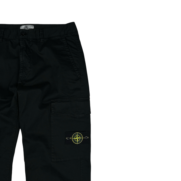 Stone Island 2026 Black Cotton Cargos Trousers - 32"