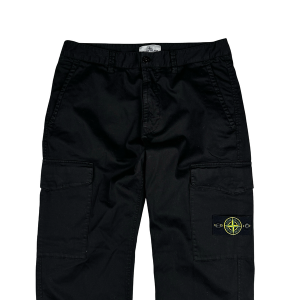 Stone Island 2026 Black Cotton Cargos Trousers - 32"