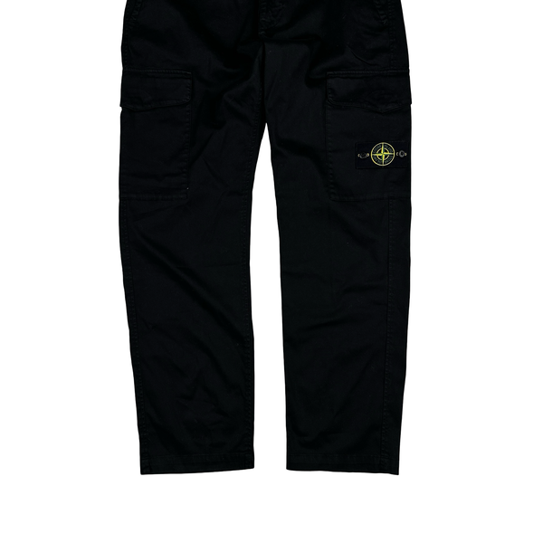 Stone Island 2026 Black Cotton Cargos Trousers - 32"