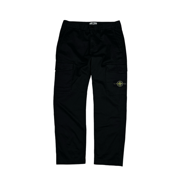 Stone Island 2026 Black Cotton Cargos Trousers - 32"