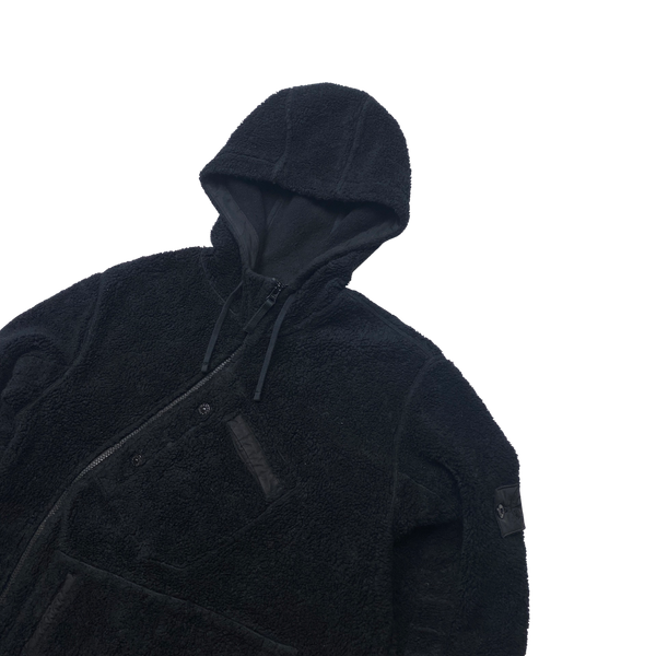 Stone Island 2017 Black Teddy Fleece Shadow Project Hoodie - Large