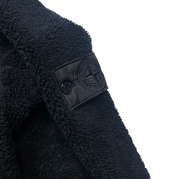 Stone Island 2017 Black Teddy Fleece Shadow Project Hoodie - Large